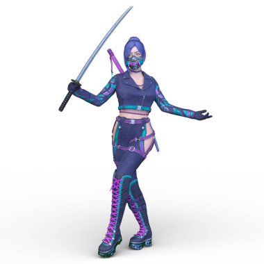 bir kadın savaşçı 3D render