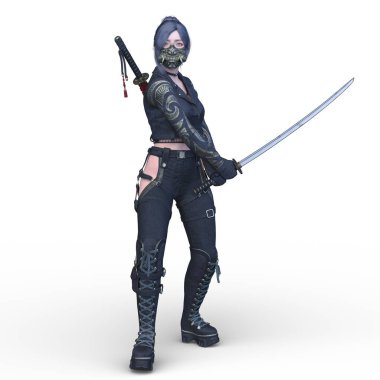 bir kadın savaşçı 3D render