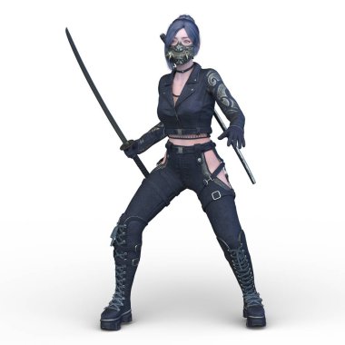 bir kadın savaşçı 3D render