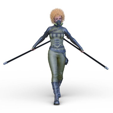 bir kadın savaşçı 3D render