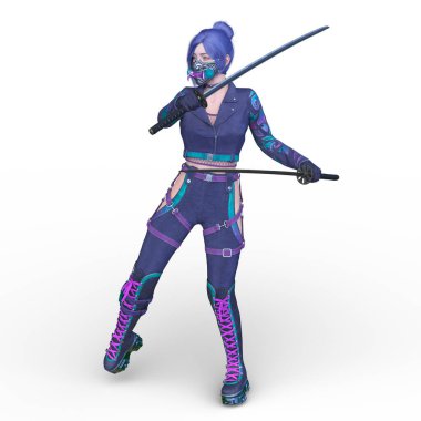 bir kadın savaşçı 3D render