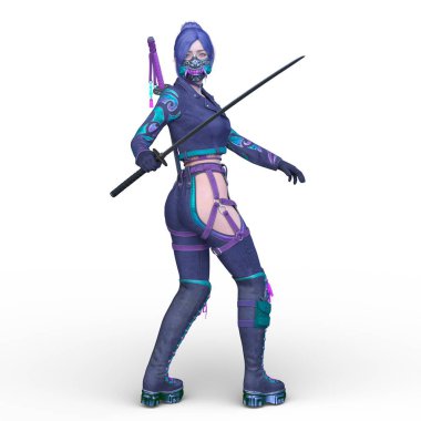 bir kadın savaşçı 3D render