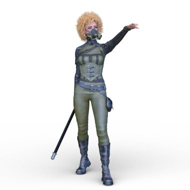 bir kadın savaşçı 3D render