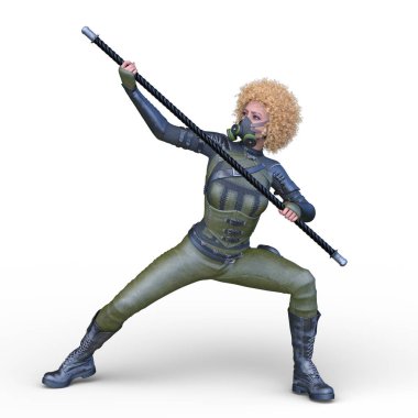 bir kadın savaşçı 3D render