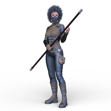 bir kadın savaşçı 3D render
