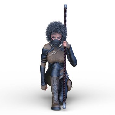 bir kadın savaşçı 3D render