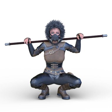 bir kadın savaşçı 3D render