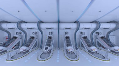 Uzay istasyonu peyzajının 3B görüntülemesi