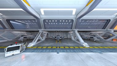 Uzay istasyonu peyzajının 3B görüntülemesi