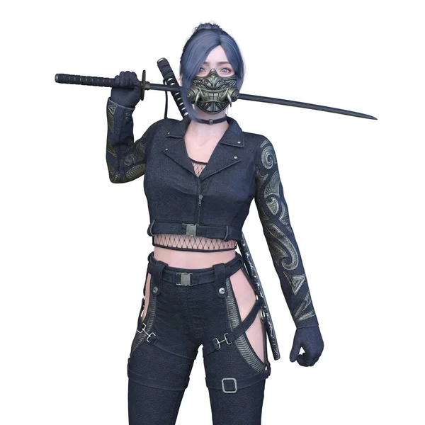 bir kadın savaşçı 3D render