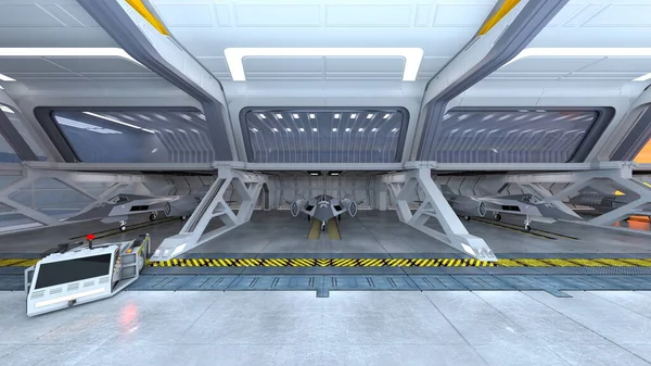 Uzay istasyonu peyzajının 3B görüntülemesi