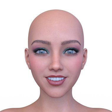 Bir kadının yüzünün 3 boyutlu görüntüsü.