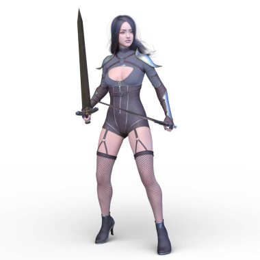 bir kadın savaşçı 3D render