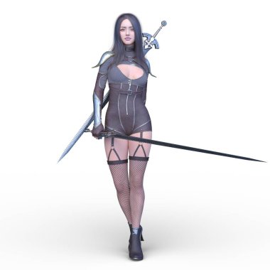 bir kadın savaşçı 3D render