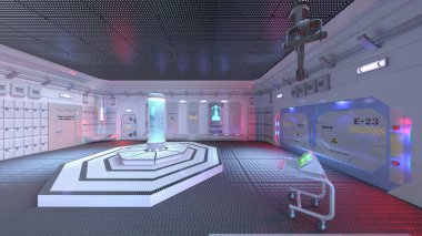 Uzay istasyonu peyzajının 3B görüntülemesi