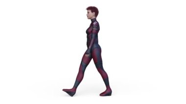 Yürüyen bir siber kadının 3 boyutlu canlandırması