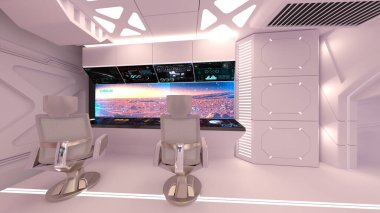 Uzay istasyonu peyzajının 3B görüntülemesi