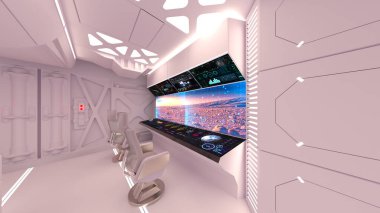 Uzay istasyonu peyzajının 3B görüntülemesi