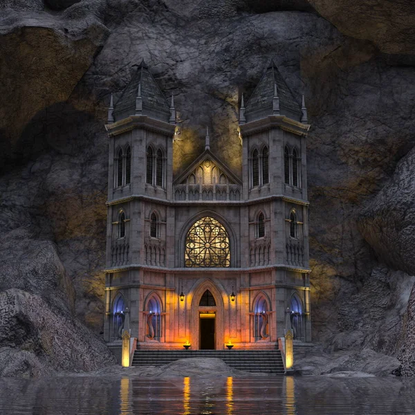 石山上城堡的3D渲染 — 图库照片