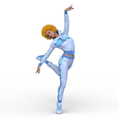 Dansçı bir kadının 3 boyutlu canlandırması