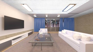 Oturma odasının 3 boyutlu görüntüsü