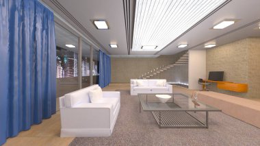 Oturma odasının 3 boyutlu görüntüsü