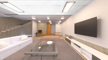 Oturma odasının 3 boyutlu görüntüsü