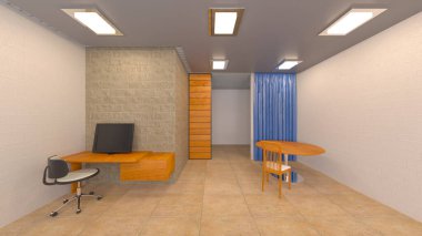 Oturma odasının 3 boyutlu görüntüsü