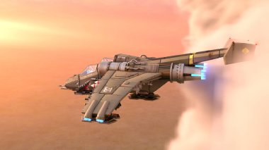 Bir jet uçağının 3D görüntüsü