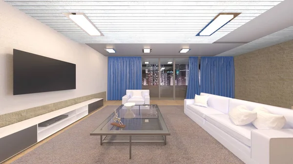 Oturma odasının 3 boyutlu görüntüsü