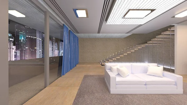 Oturma odasının 3 boyutlu görüntüsü