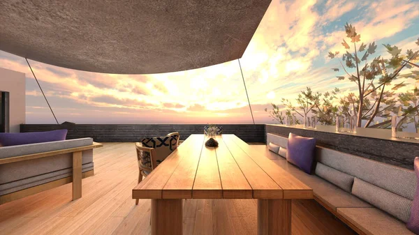 Rendering Der Steinmauer Terrasse — Stockfoto