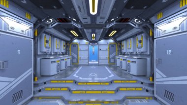 Uzay istasyonu peyzajının 3B görüntülemesi