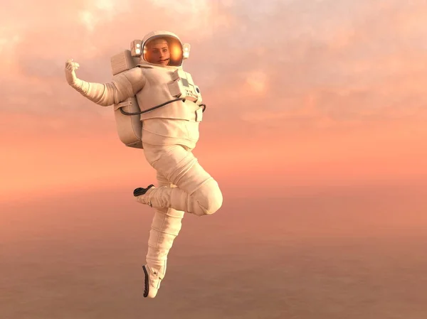 Återgivning Kvinnlig Astronaut — Stockfoto