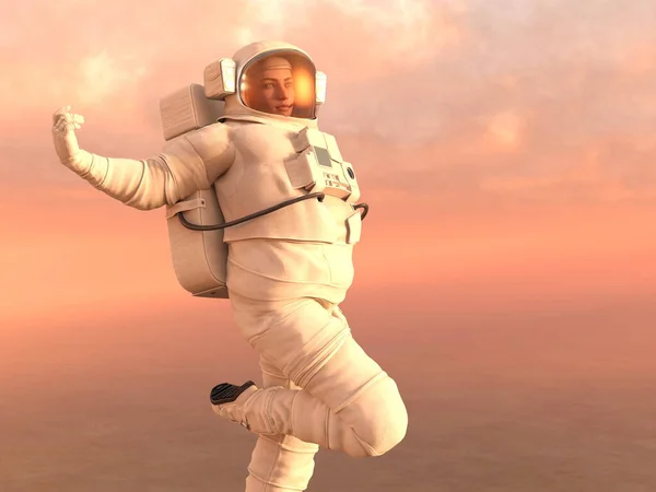 Рендеринг Женщины Космонавта — стоковое фото