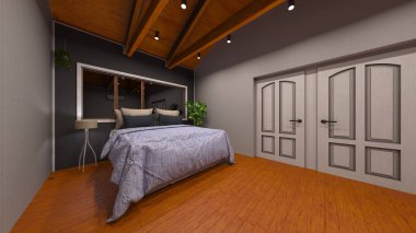 Yatak odasının 3D rendering