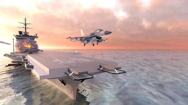 航空母艦の3Dレンダリング — ストック写真