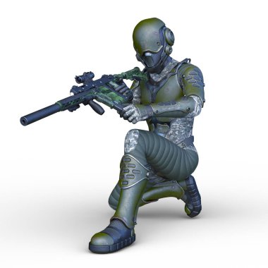 3D rendering of a cyber warrior