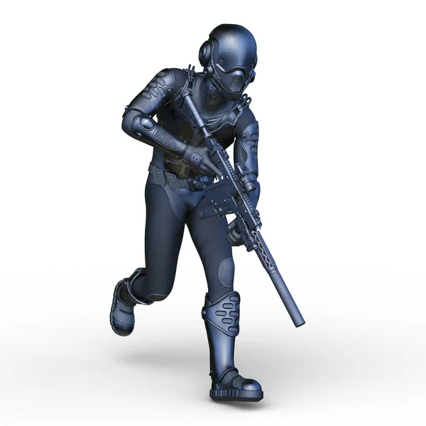 Rendering Cyber Warrior — Foto Stock