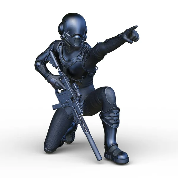 Rendering Cyber Warrior — Stock Fotó