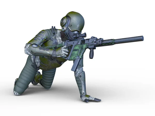 网络战士的3D渲染 — 图库照片