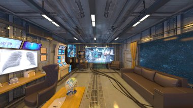 İçerideki uzay aracının 3B görüntülemesi