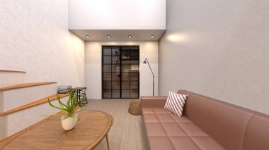 Çift katlı dairenin 3B görüntülemesi