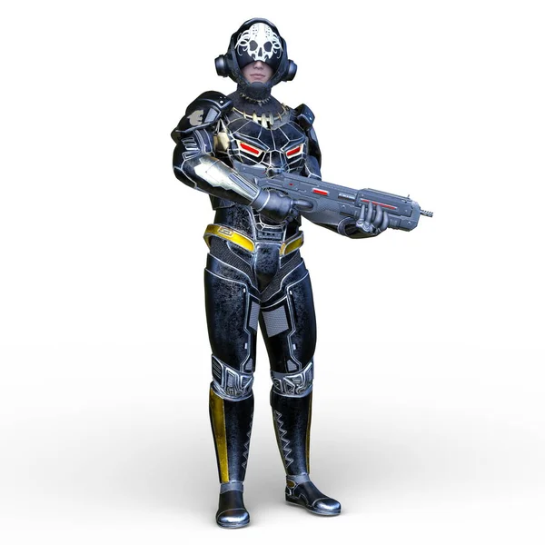 Rendering Cyber Warrior — Stock Photo, Image