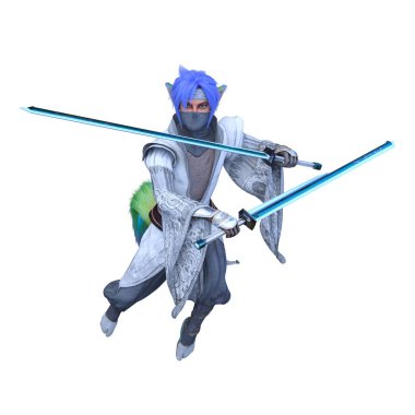 Genç bir tilki eskrimcisinin 3 boyutlu tasviri