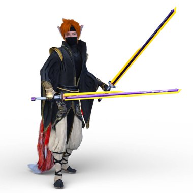 Genç bir tilki eskrimcisinin 3 boyutlu tasviri