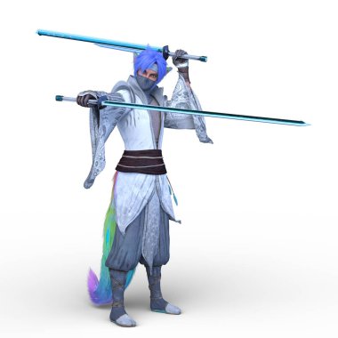 Genç bir tilki eskrimcisinin 3 boyutlu tasviri