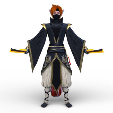 Genç bir tilki eskrimcisinin 3 boyutlu tasviri