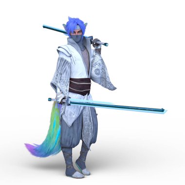 Genç bir tilki eskrimcisinin 3 boyutlu tasviri