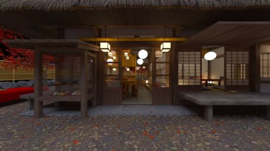 3D rendering of the Japanese tea house
